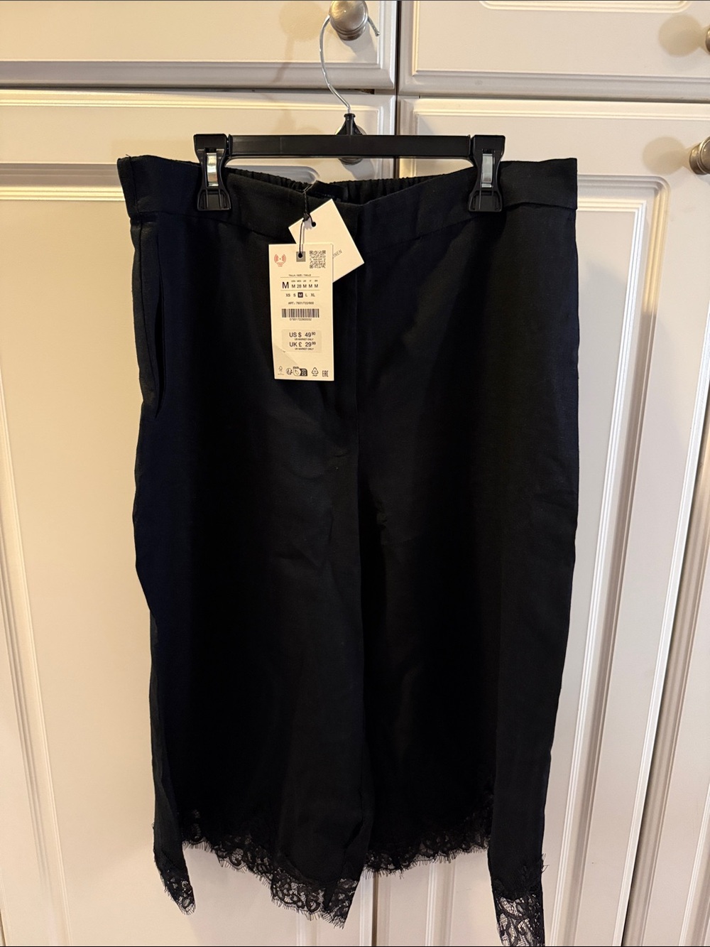 NWT Zara linen pants with lace trim